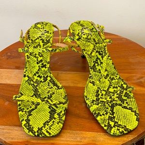 INC Lime Snake Print Sandals Size 11
